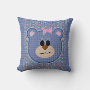 Cojín Decorativo Oso de peluche, cuadros y flores