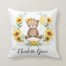 Cojín Decorativo Oso de peluche de girasol con guarnición de globo 