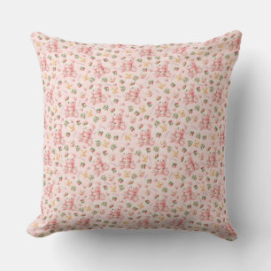 Cojín Decorativo Oso de peluche de macarón de fresa lindo y bayas