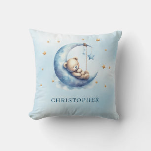 Cojín Decorativo Oso de peluche dormido sobre la luna