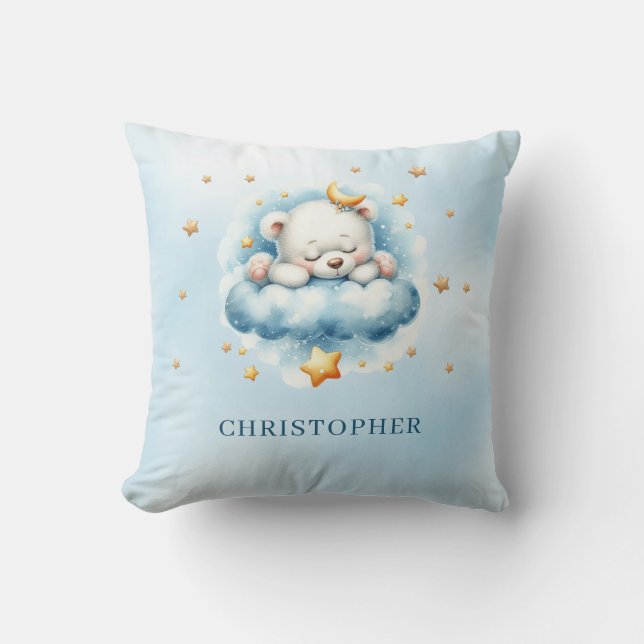 Cojín Decorativo Oso de peluche dormido sobre la nube (Anverso)