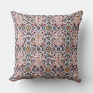 Cojín Decorativo Oso de peluche floral boho y estampado sin fisuras