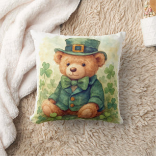Cojín Decorativo Oso de peluche irlandés acuarela