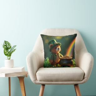 Cojín Decorativo Oso de peluche lindo del día de San Patricio