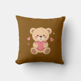 Cojín Decorativo Oso de peluche lindo sosteniendo corazón – Amor de