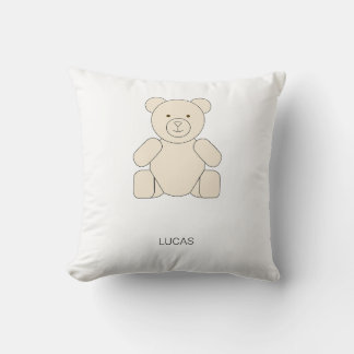 Cojín Decorativo Oso de peluche minimalista con nombre personalizad