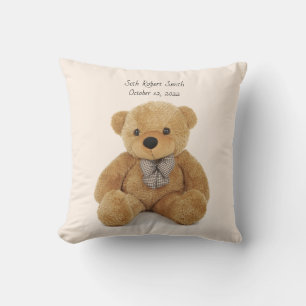 Cojín Decorativo Oso de peluche monogramado arroja Pillow