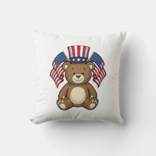 Cojín Decorativo Oso de peluche patriótico vintage diseño vectorial