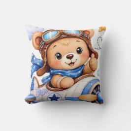 Cojín Decorativo Oso de peluche piloto de dibujos animados lindos v