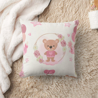 Cojín Decorativo Oso de peluche rosa bebé