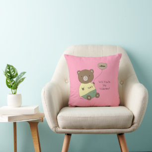 Cojín Decorativo Oso de peluche rosa día de San Valentín