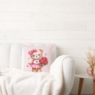 Cojín Decorativo oso de peluche rosa lindo