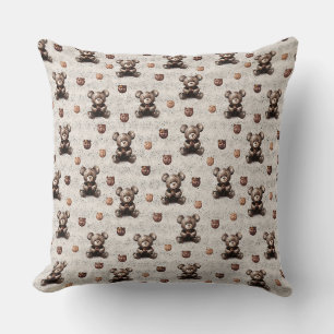 Cojín Decorativo Oso de peluche rústico vintage