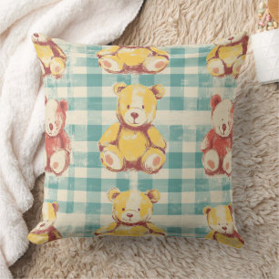 Cojín Decorativo Oso de peluche vintage shabby chic con patrón de g
