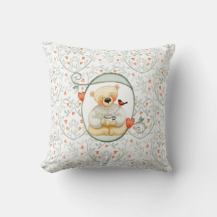 Cojín Decorativo Oso de peluche y corazón