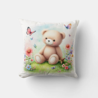 Cojín Decorativo Oso de peluche y mariposas