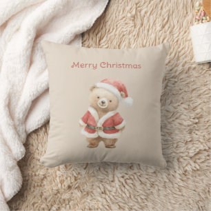 Cojín Decorativo Oso de Santa de Crema Dulce de Navidad