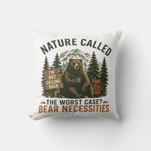 Cojín Decorativo Oso Divertido Señal de Camping Naturaleza Llamada
