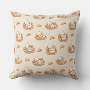 Cojín Decorativo Oso Dormido Lindo en Camas de Croissant