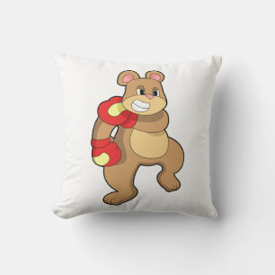 Cojín Decorativo Oso en boxeo con guantes de boxeo