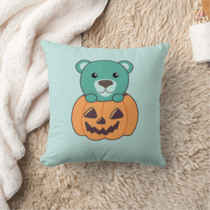 Cojín Decorativo Oso En Calabaza Osos Dulces Felices Halloween