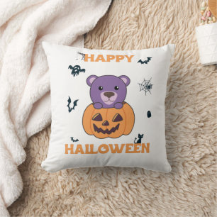 Cojín Decorativo Oso En Calabaza Osos Dulces Feliz Halloween