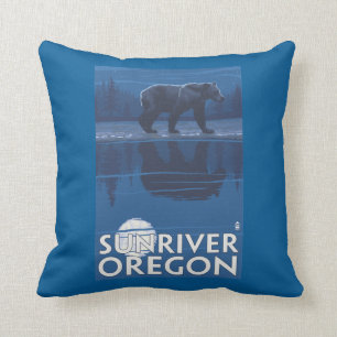 Cojín Decorativo Oso en claro de luna - río de Sun, Oregon