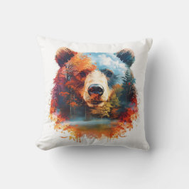 Cojín Decorativo Oso en un bosque otoñal