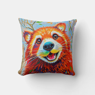 Cojín Decorativo Oso Feliz Arte animal abstracto expresivo