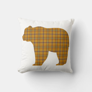 Cojín Decorativo Oso Forma Cuadro Naranja Azul Claro Cabaña Core