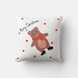 Cojín Decorativo Oso gracioso en patines de invierno