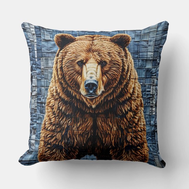 Cojín Decorativo Oso grizzly (Anverso)