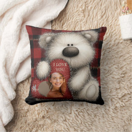 Cojín Decorativo Oso Lindo Te Amo Foto de Monograma Personalizado