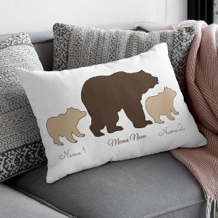 Cojín Decorativo Oso Mama Personalizado Con 2 Nombres De Niños Rega