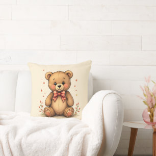 Cojín Decorativo Oso marrón pequeño adorable con corbata