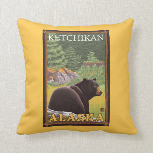 Cojín Decorativo Oso negro en el bosque - Ketchikan, Alaska