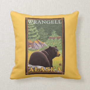 Cojín Decorativo Oso negro en el bosque - Wrangell, Alaska