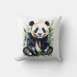 Cojín Decorativo Oso panda hermoso a la acuarela 