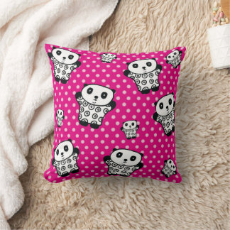 Cojín Decorativo Oso Panda Kawaii Moderno Rosa Lunares Femenino