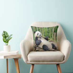 Cojín Decorativo Oso Panda Mordiendo un Tallo de Bambú