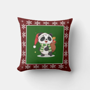 Cojín Decorativo Oso Panda Navideño Lindo Acogedor y Moderno Sin Fo