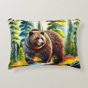 Cojín Decorativo Oso pardo del bosque lindo