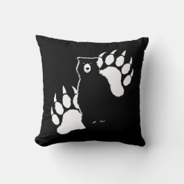 Cojín Decorativo Oso pardo y huellas Diseño gráfico