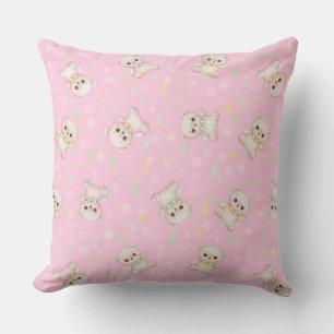 Cojín Decorativo Oso pastel adorable y formas geométricas sin fisur