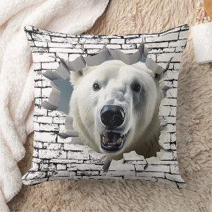 Cojín Decorativo Oso Polar 3D Arte de Pared Rota – Safari Realista