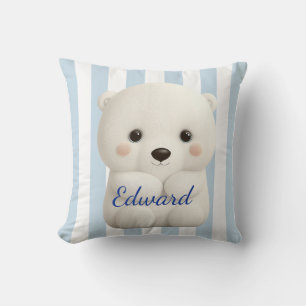 Cojín Decorativo Oso polar bebé en franjas
