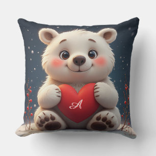 Cojín Decorativo Oso Polar Blanco Adorable Cachorro Sosteniendo un 