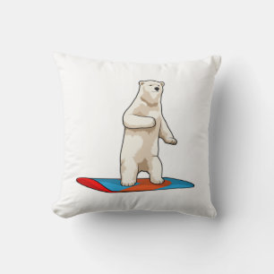 Cojín Decorativo Oso polar como snowboard con Snowboard