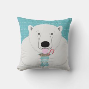 Cojín Decorativo Oso Polar Cutáneo Siendo Cocoa Caliente Verde azul