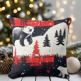 Cojín Decorativo Oso Polar de Búfalo Rojo